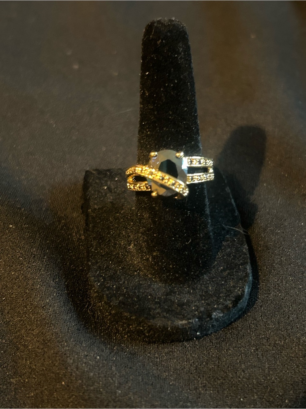Gold-Tone Black Stone Infinity Ring - Women's Fashion Jewelry